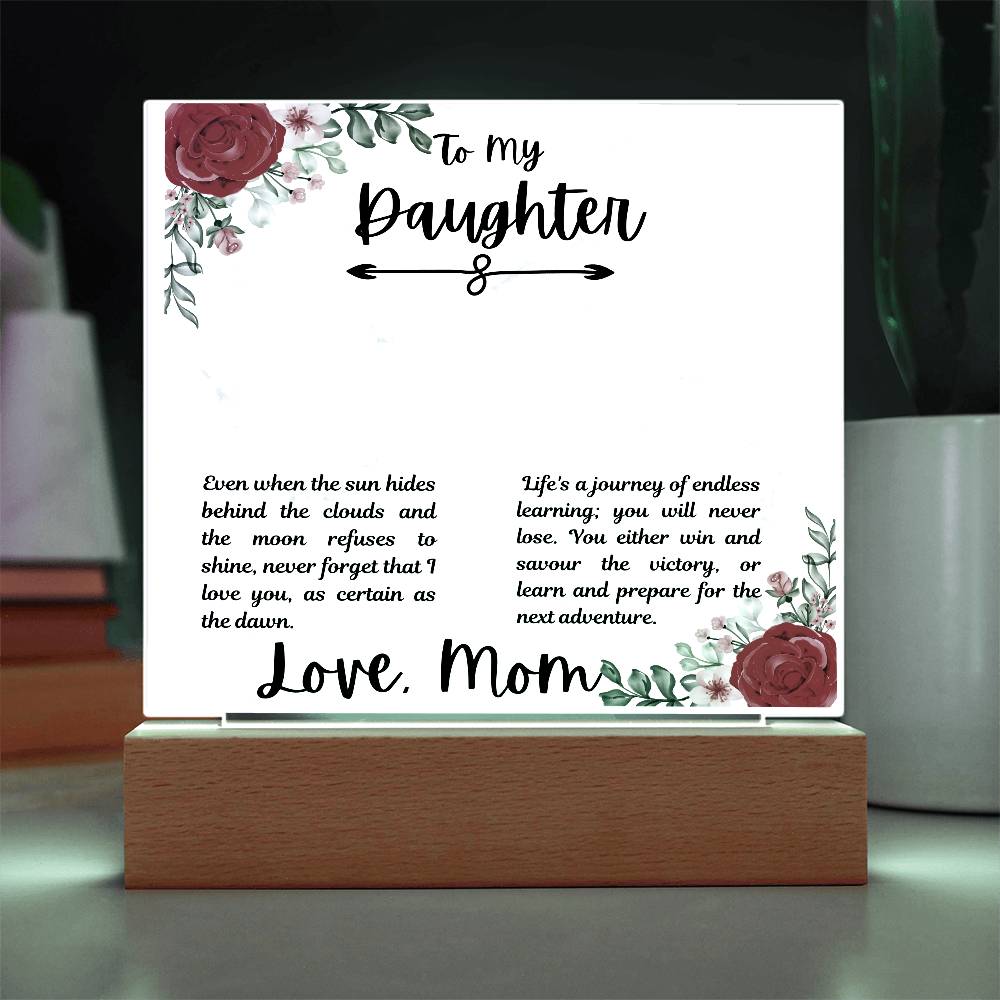 To Daughter From Mom Life's a Journey Printed Square Shaped Acrylic Plaque-Express Your Love Gifts
