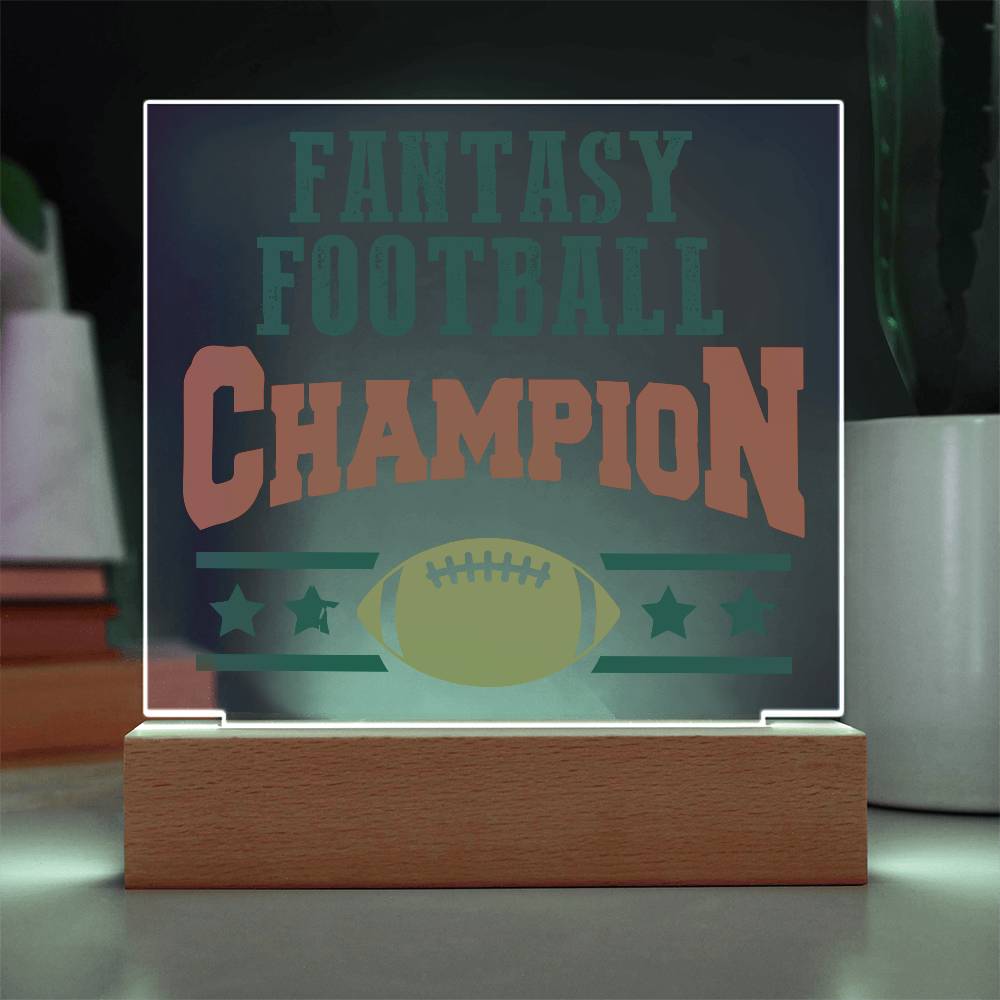 Fantasy Football Champion Printed Square Shaped Acrylic Plaque-Express Your Love Gifts
