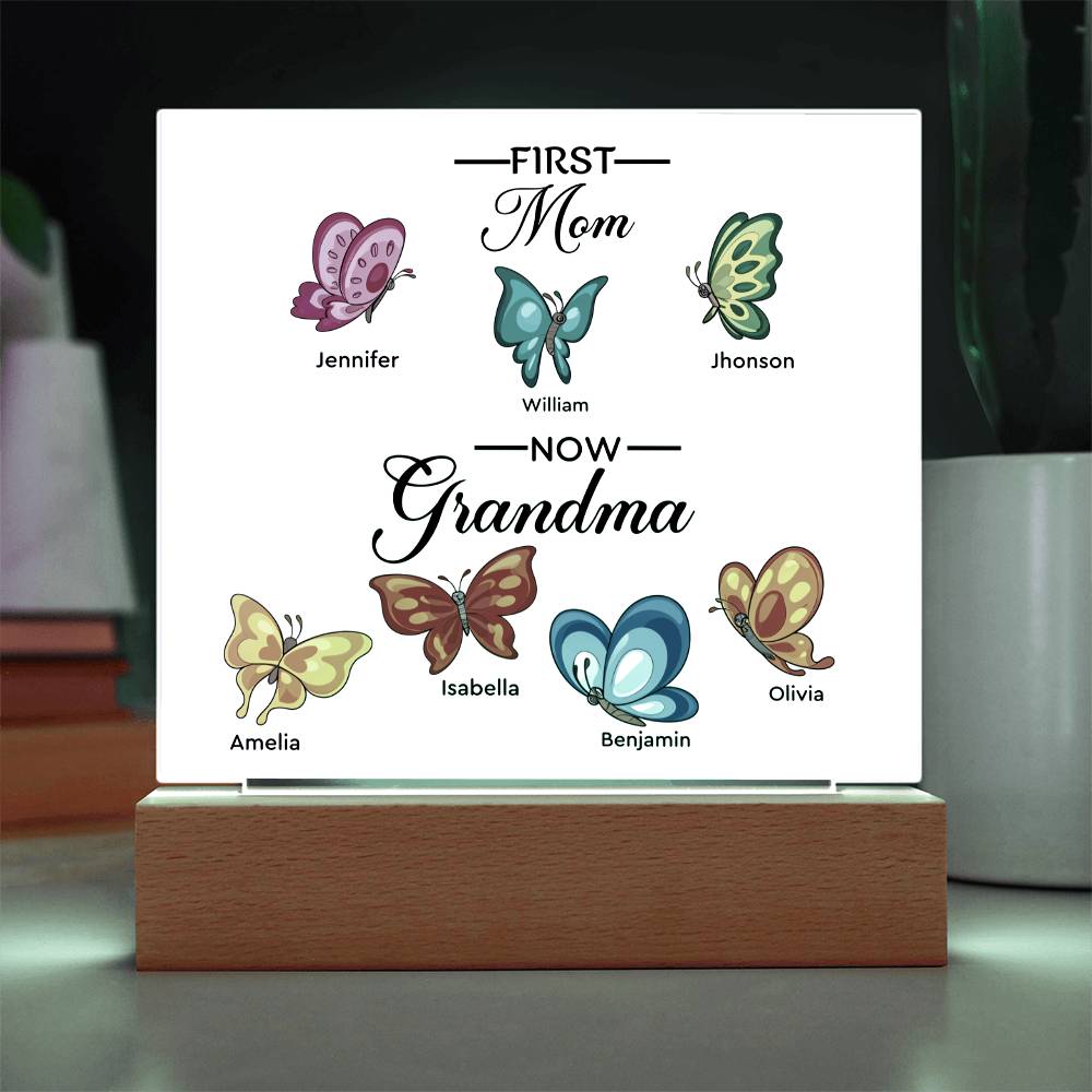 First Mom Now Grandma Printed Square Shaped Acrylic Plaque-Express Your Love Gifts