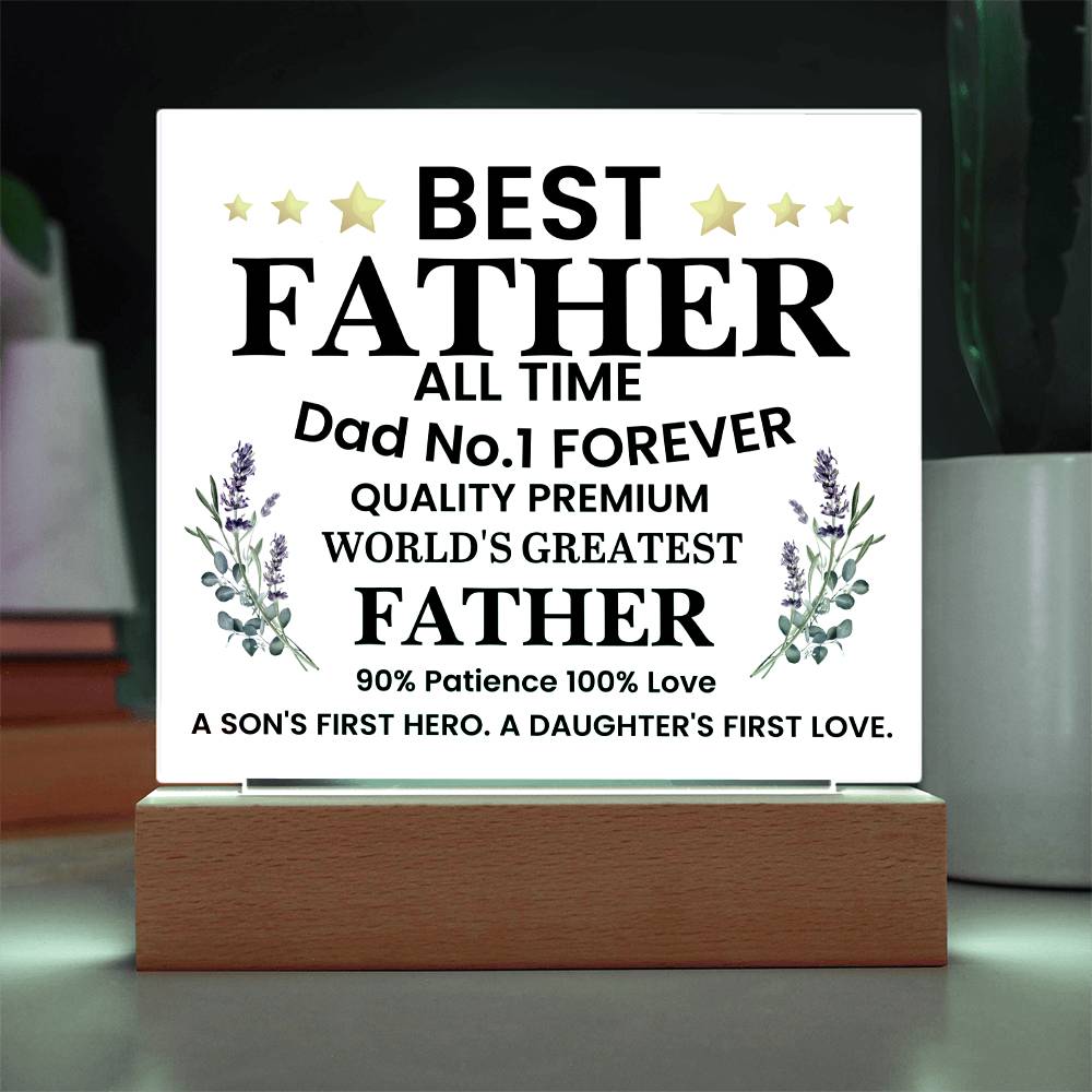 Best Father of All Time Printed Square Shaped Acrylic Plaque-Express Your Love Gifts