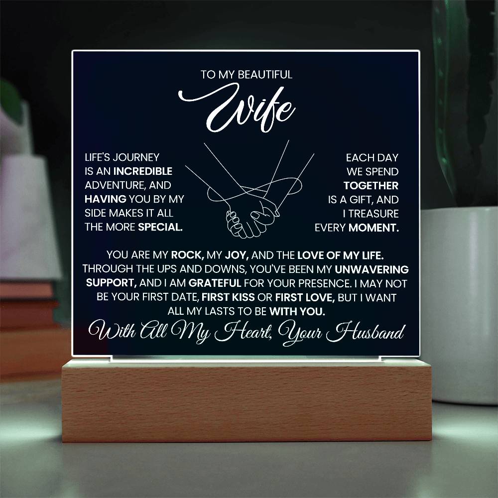 To My Wife You Are My Rock Printed Square Shaped Acrylic Plaque-Express Your Love Gifts