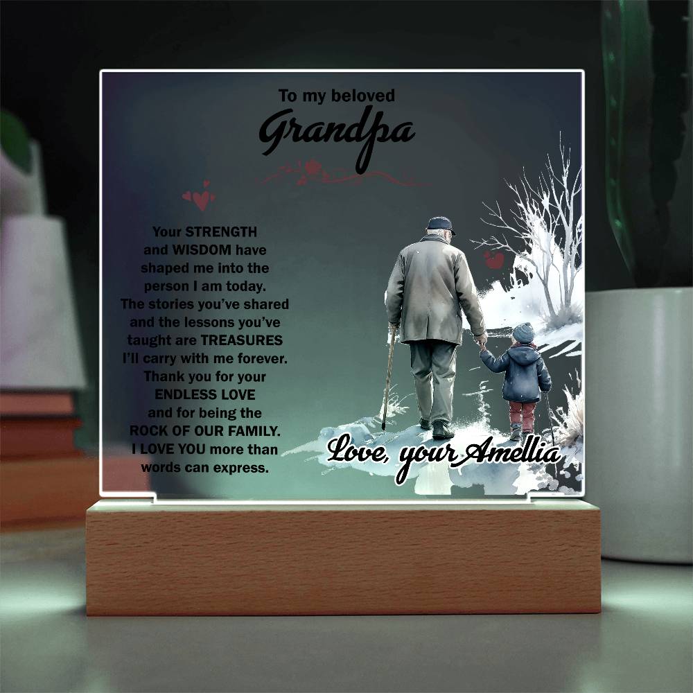 To My Beloved Grandpa Printed Square Shaped Acrylic Plaque-Express Your Love Gifts