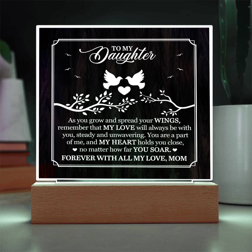 Personalized To My Daughter From Mom My Love Printed Square Shaped Acrylic Plaque-Express Your Love Gifts