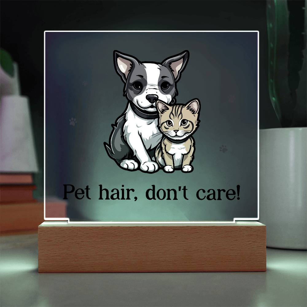 Pet Hair Don't Care! Printed Square Shaped Acrylic Plaque-Express Your Love Gifts