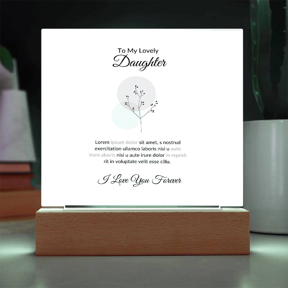 To My Daughter Lorem Ipsum Baloon Printed Square Shaped Acrylic Plaque-Express Your Love Gifts