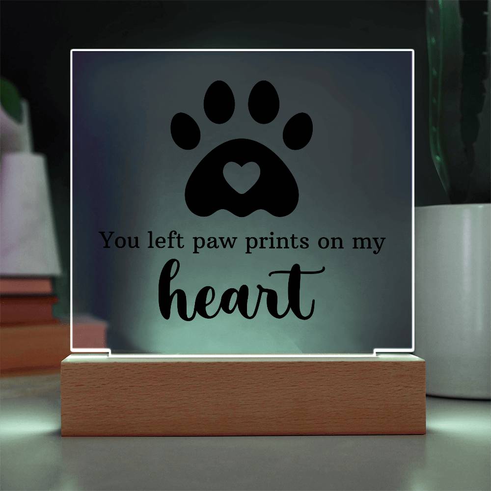 Paw Print Printed Square Shaped Acrylic Plaque-Express Your Love Gifts
