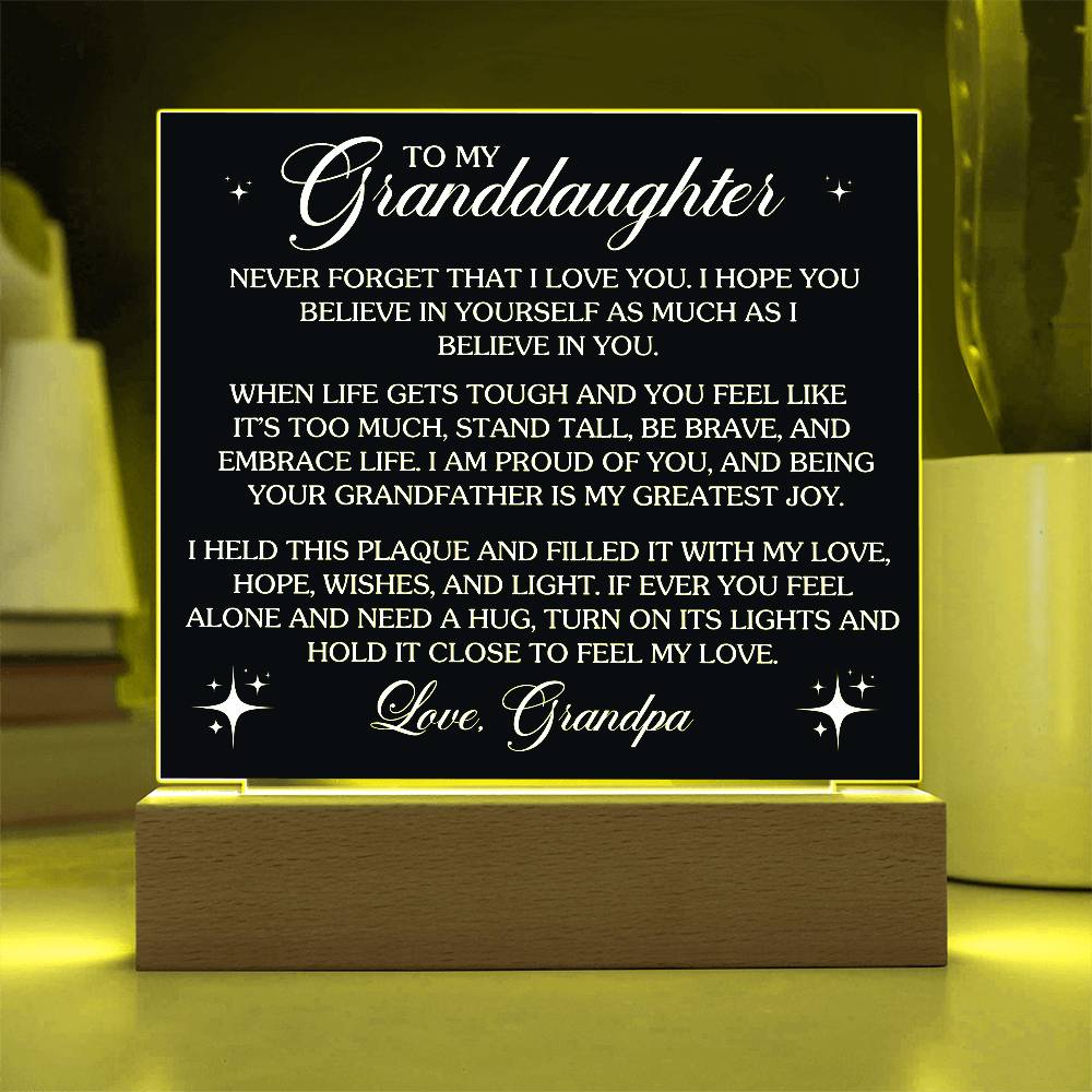To Granddaughter From Grandpa Never That I Love You Printed Square Shaped Acrylic Plaque-Express Your Love Gifts