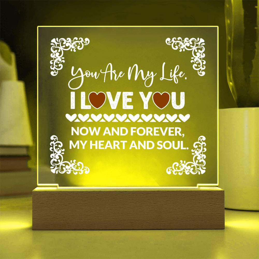 You Are My Life Printed Square Shaped Acrylic Plaque-Express Your Love Gifts