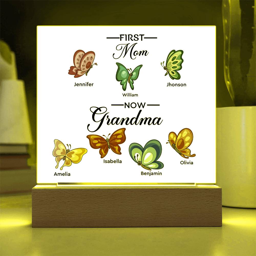 First Mom Now Grandma Printed Square Shaped Acrylic Plaque-Express Your Love Gifts