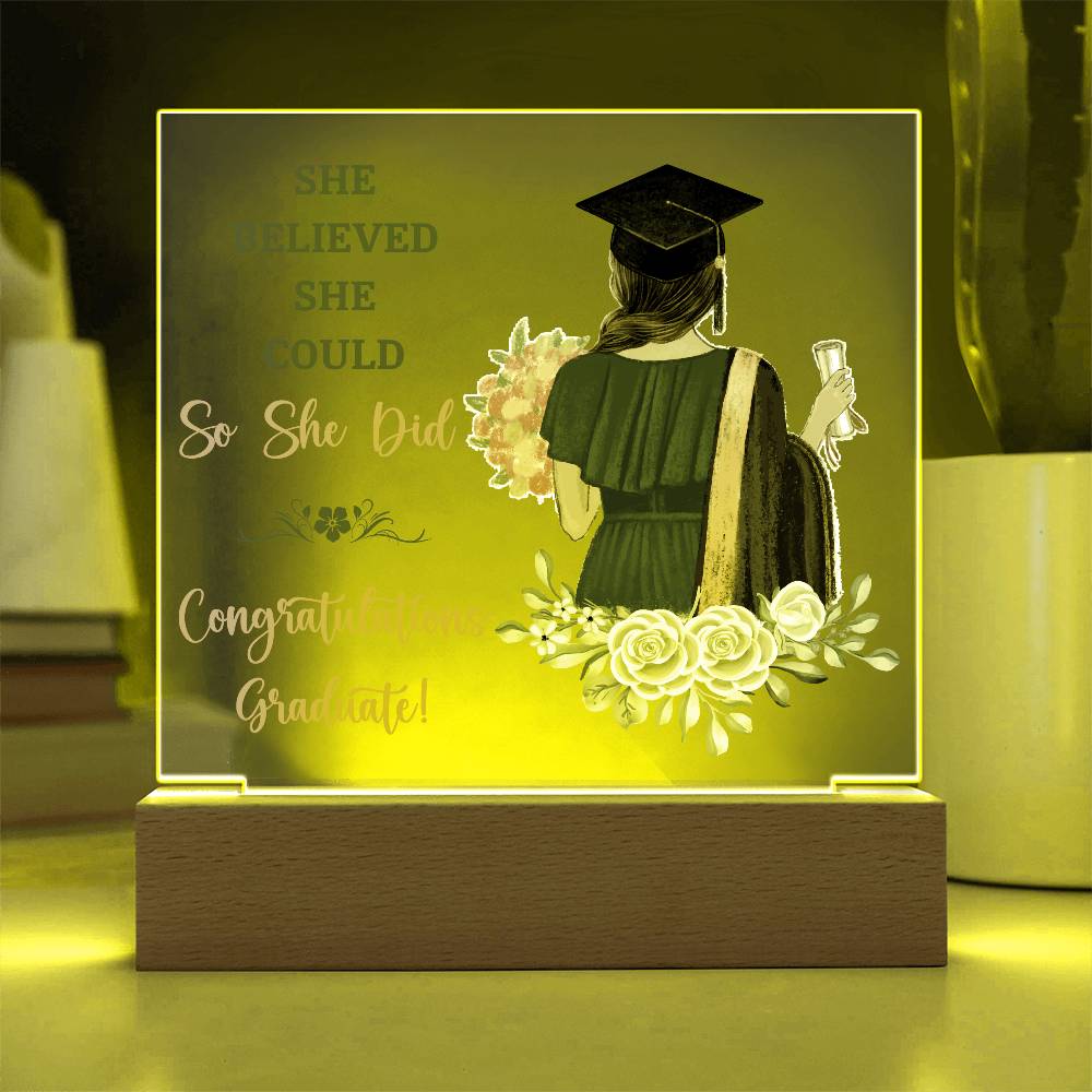 Graduation So She Did Printed Square Shaped Acrylic Plaque-Express Your Love Gifts
