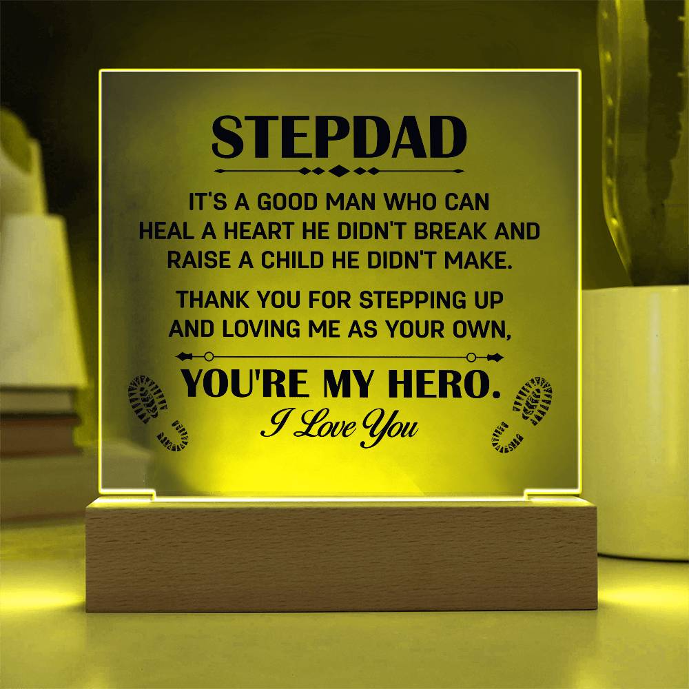 Stepdad A Good Man Printed Square Shaped Acrylic Plaque-Express Your Love Gifts