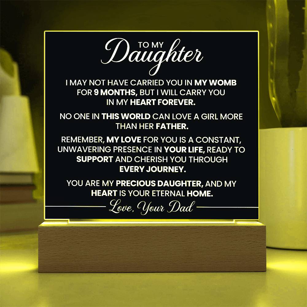 To Daughter From Dad In My Heart Forever Printed Square Shaped Acrylic Plaque-Express Your Love Gifts