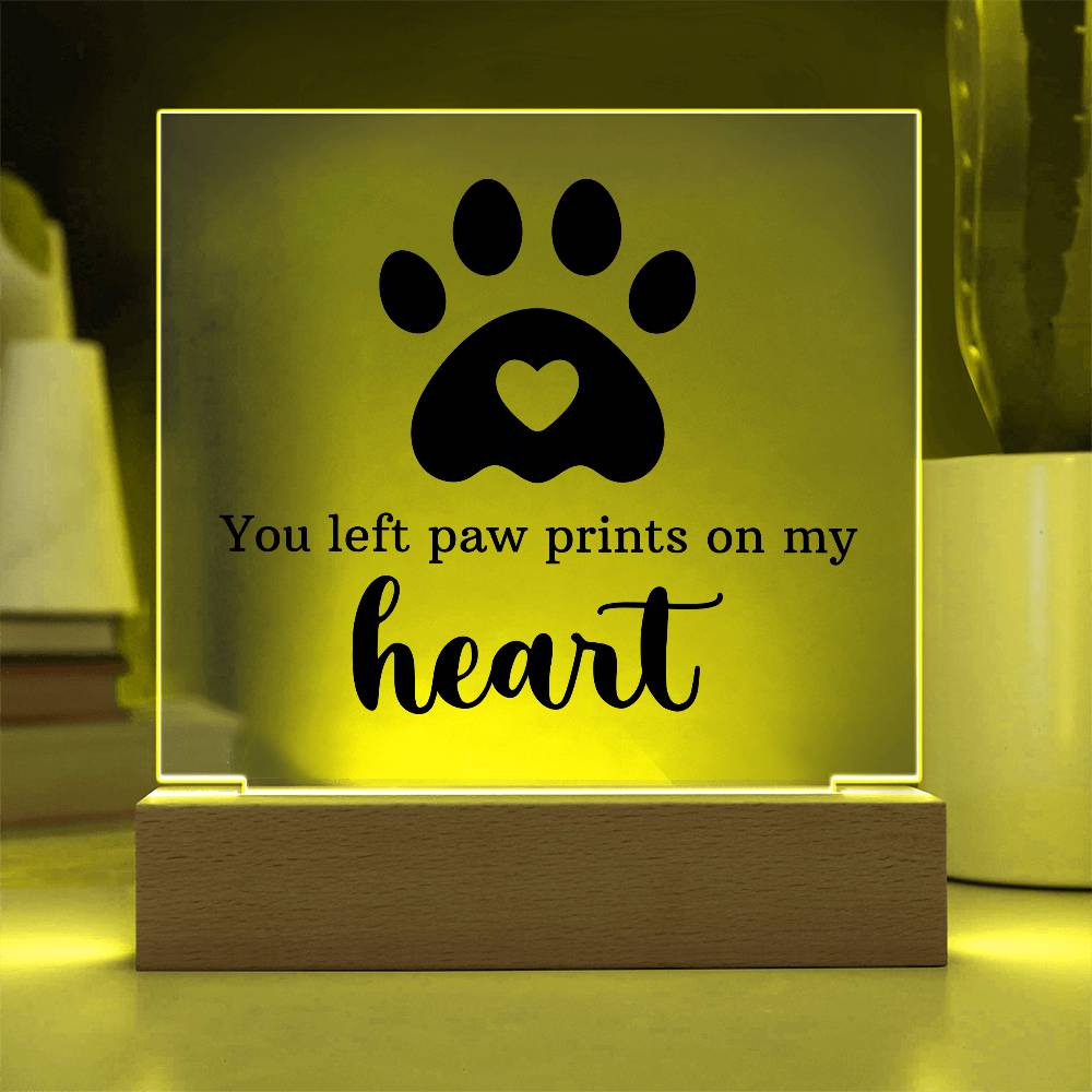 Paw Print Printed Square Shaped Acrylic Plaque-Express Your Love Gifts