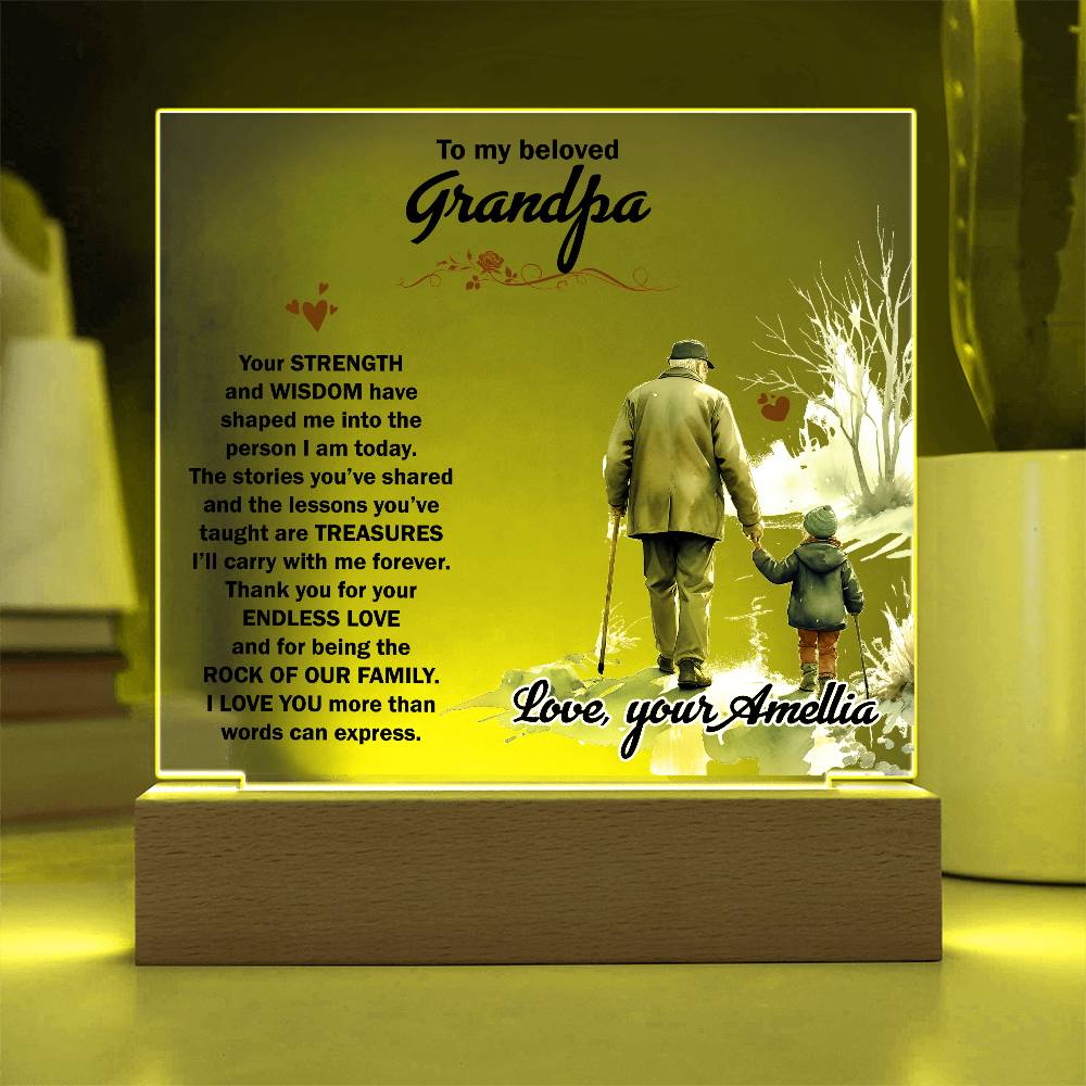 To My Beloved Grandpa Printed Square Shaped Acrylic Plaque-Express Your Love Gifts