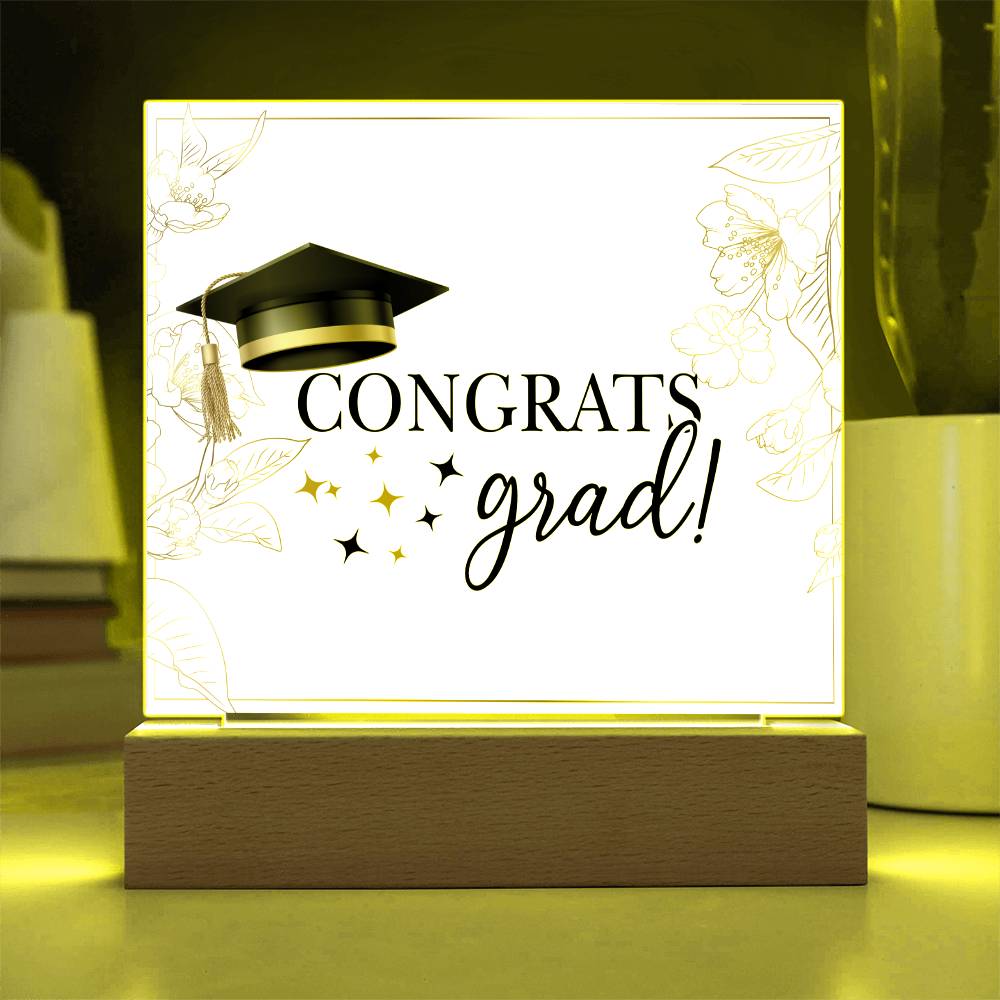 Congrats Grad Printed Square Shaped Acrylic Plaque-Express Your Love Gifts