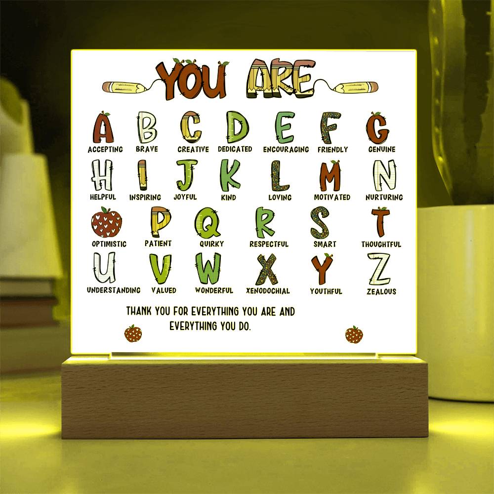 Teacher's ABC Printed Square Shaped Acrylic Plaque-Express Your Love Gifts