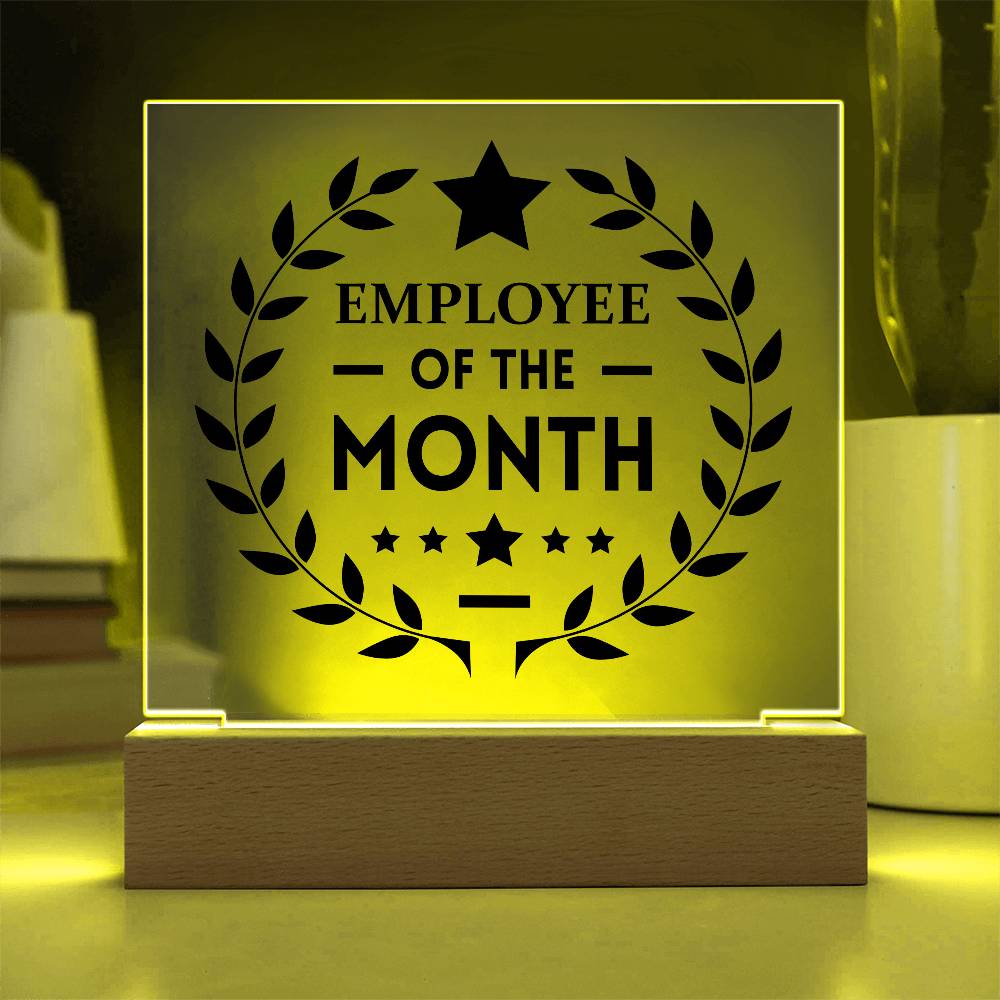 Employee Of The Month Printed Square Shaped Acrylic Plaque-Express Your Love Gifts