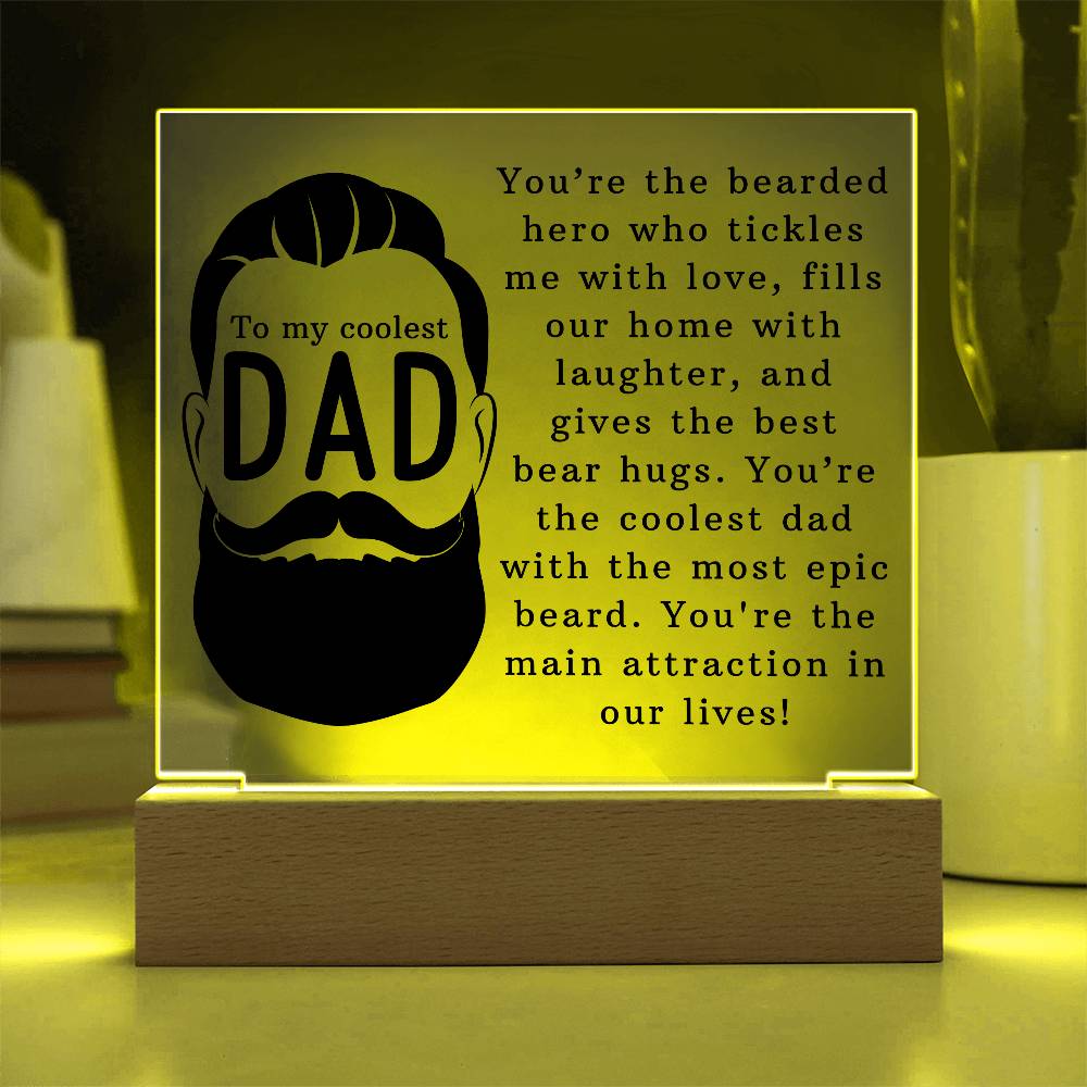 To the Coolest Dad Printed Square Shaped Acrylic Plaque-Express Your Love Gifts