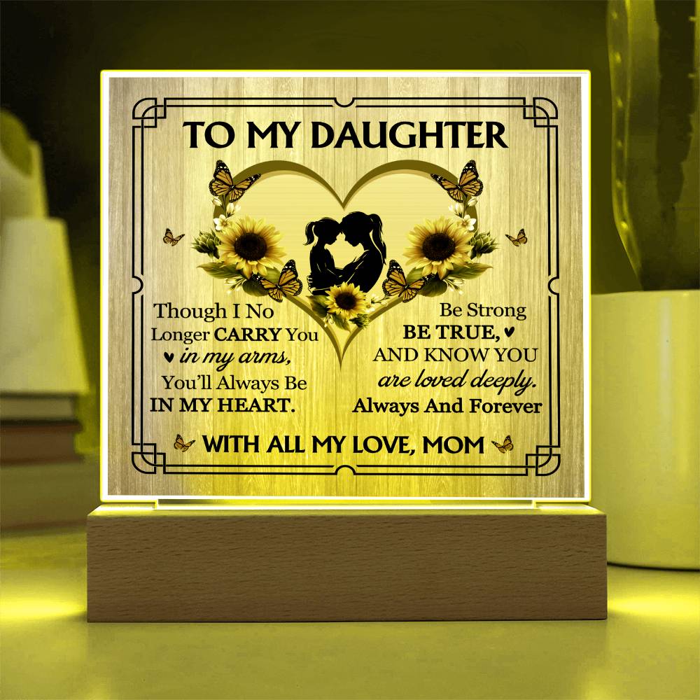To My Daughter From Mom With All My Love Printed Square Shaped Acrylic Plaque-Express Your Love Gifts