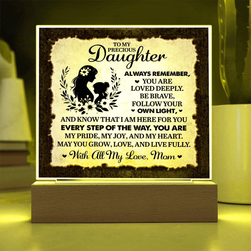 To My Daughter From Mom Always Remember Printed Square Shaped Acrylic Plaque-Express Your Love Gifts