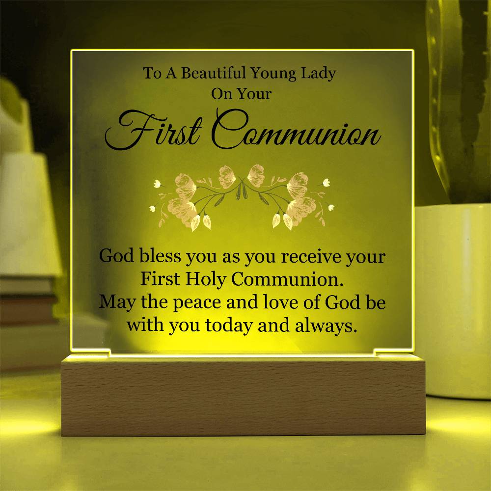 First Communion Printed Square Shaped Acrylic Plaque-Express Your Love Gifts