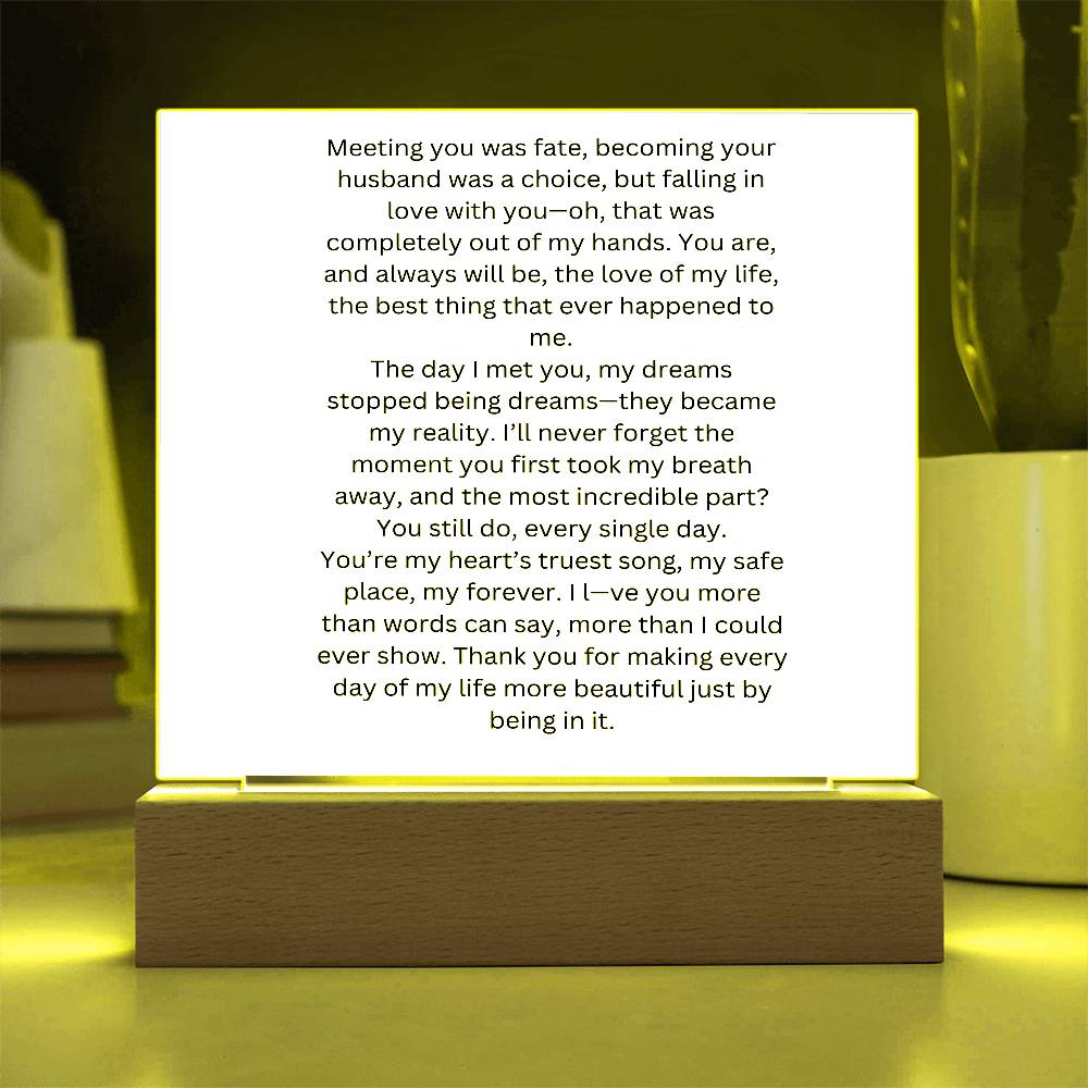 To My Wife Meeting You Was Fate Printed Square Shaped Acrylic Plaque-Express Your Love Gifts