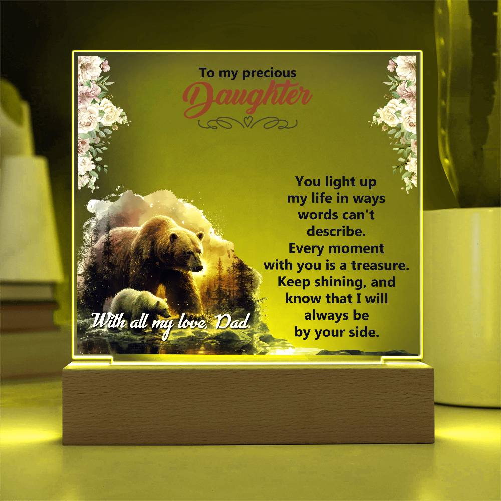 To My Precious Daughter Printed Square Shaped Acrylic Plaque-Express Your Love Gifts