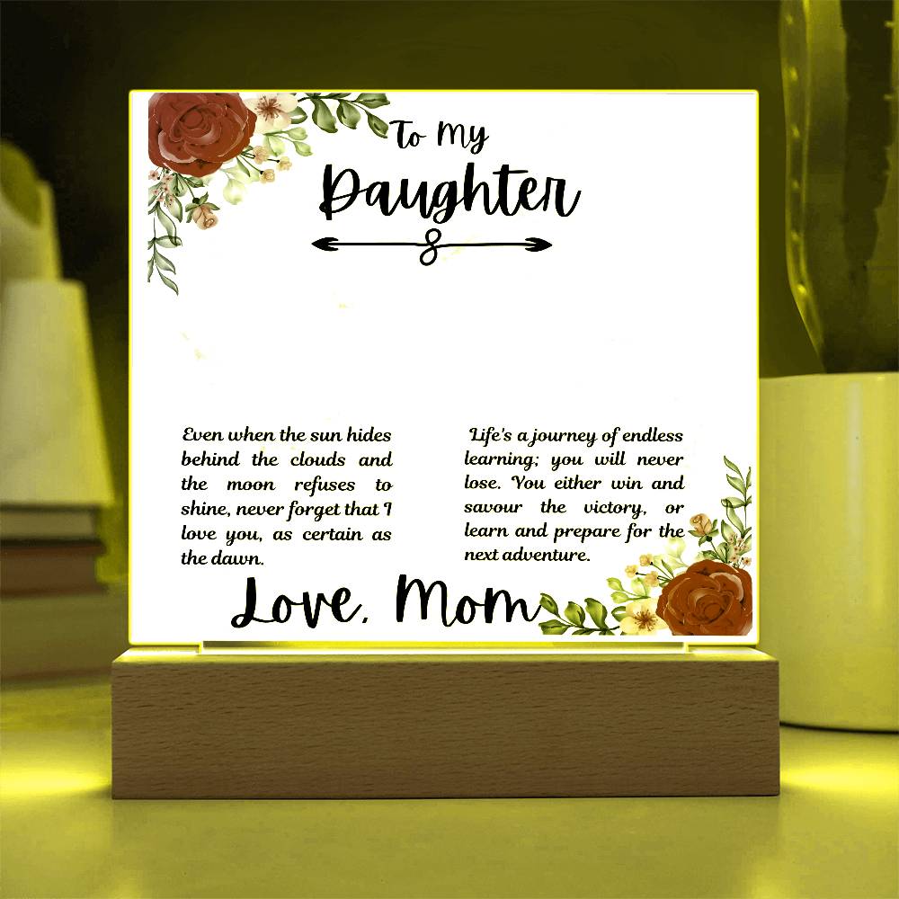To Daughter From Mom Life's a Journey Printed Square Shaped Acrylic Plaque-Express Your Love Gifts