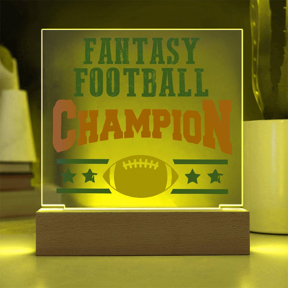 Fantasy Football Champion Printed Square Shaped Acrylic Plaque-Express Your Love Gifts
