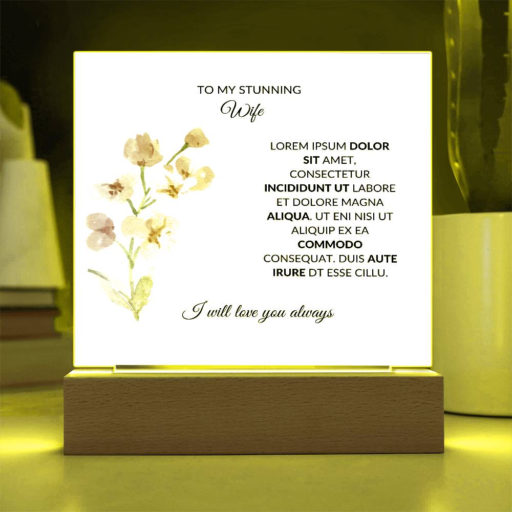 To My Stunning Wife Lorem Ipsum Dolor Printed Square Shaped Acrylic Plaque-Express Your Love Gifts