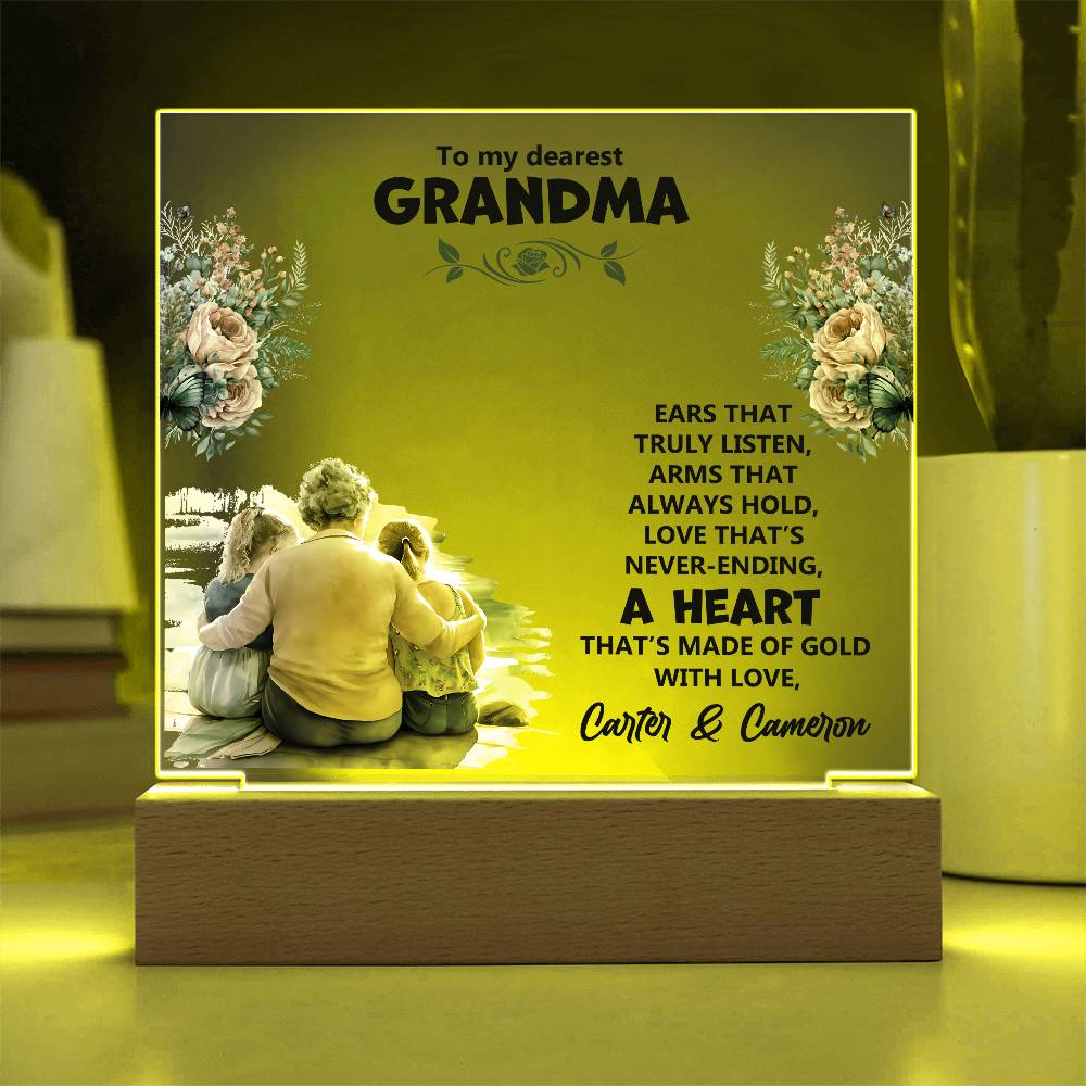 To My Dearest Grandma Printed Square Shaped Acrylic Plaque-Express Your Love Gifts