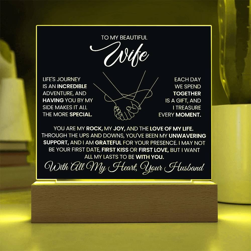 To My Wife You Are My Rock Printed Square Shaped Acrylic Plaque-Express Your Love Gifts