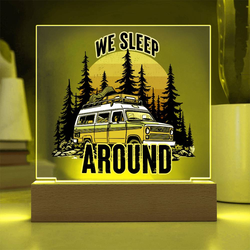Camping Around Printed Square Shaped Acrylic Plaque-Express Your Love Gifts