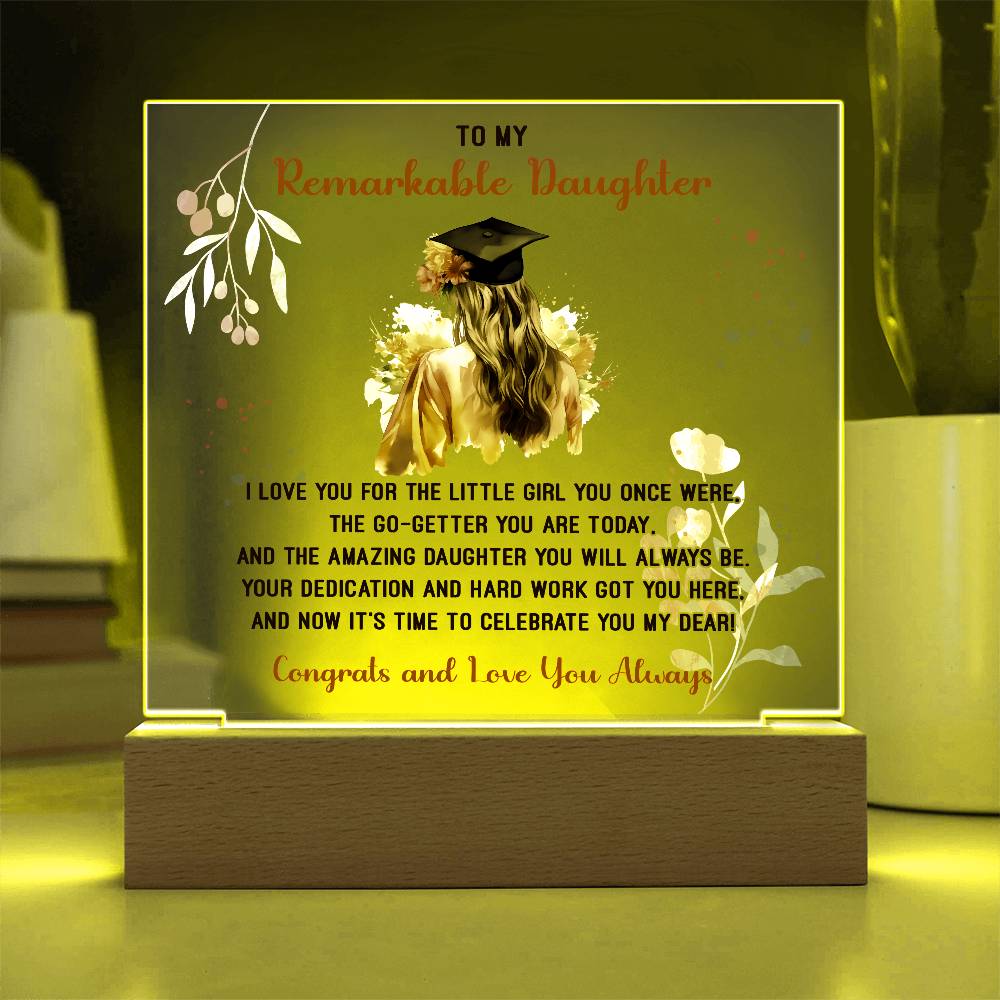 Remarkable Daughter Graduation Printed Square Shaped Acrylic Plaque-Express Your Love Gifts