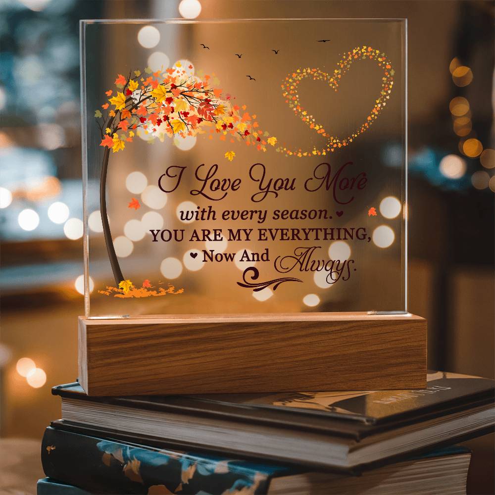 Love You More Printed Square Shaped Acrylic Plaque-Express Your Love Gifts