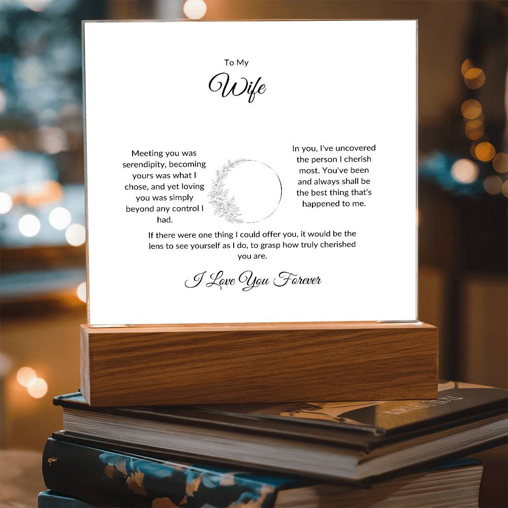 To My Wife Meeting You Was Serendipity Printed Square Shaped Acrylic Plaque-Express Your Love Gifts