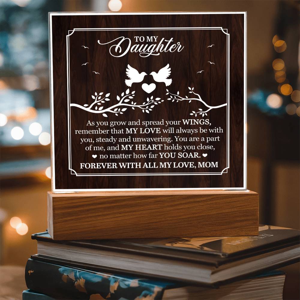 Personalized To My Daughter From Mom My Love Printed Square Shaped Acrylic Plaque-Express Your Love Gifts