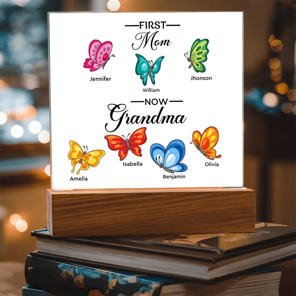 First Mom Now Grandma Printed Square Shaped Acrylic Plaque-Express Your Love Gifts
