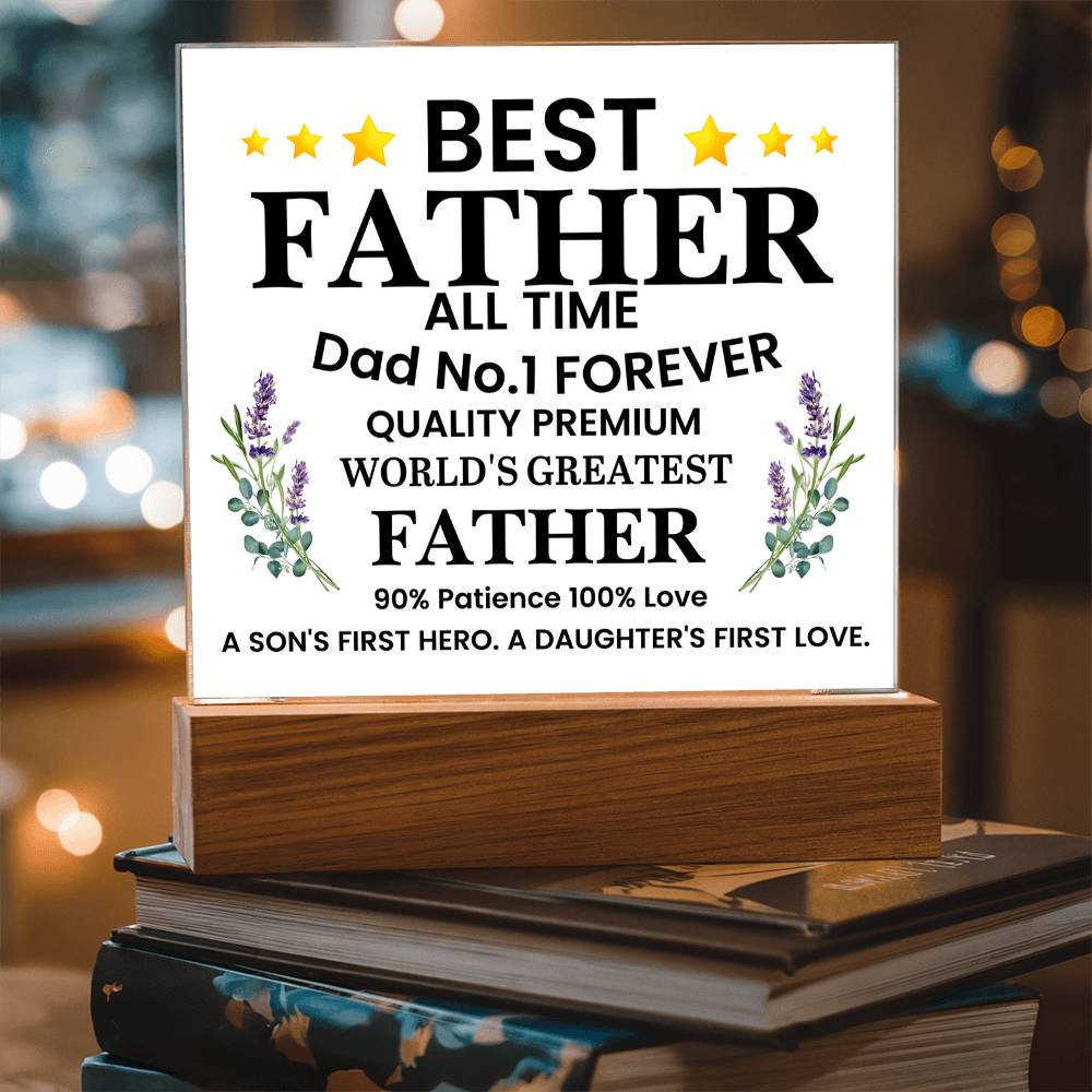 Best Father of All Time Printed Square Shaped Acrylic Plaque-Express Your Love Gifts