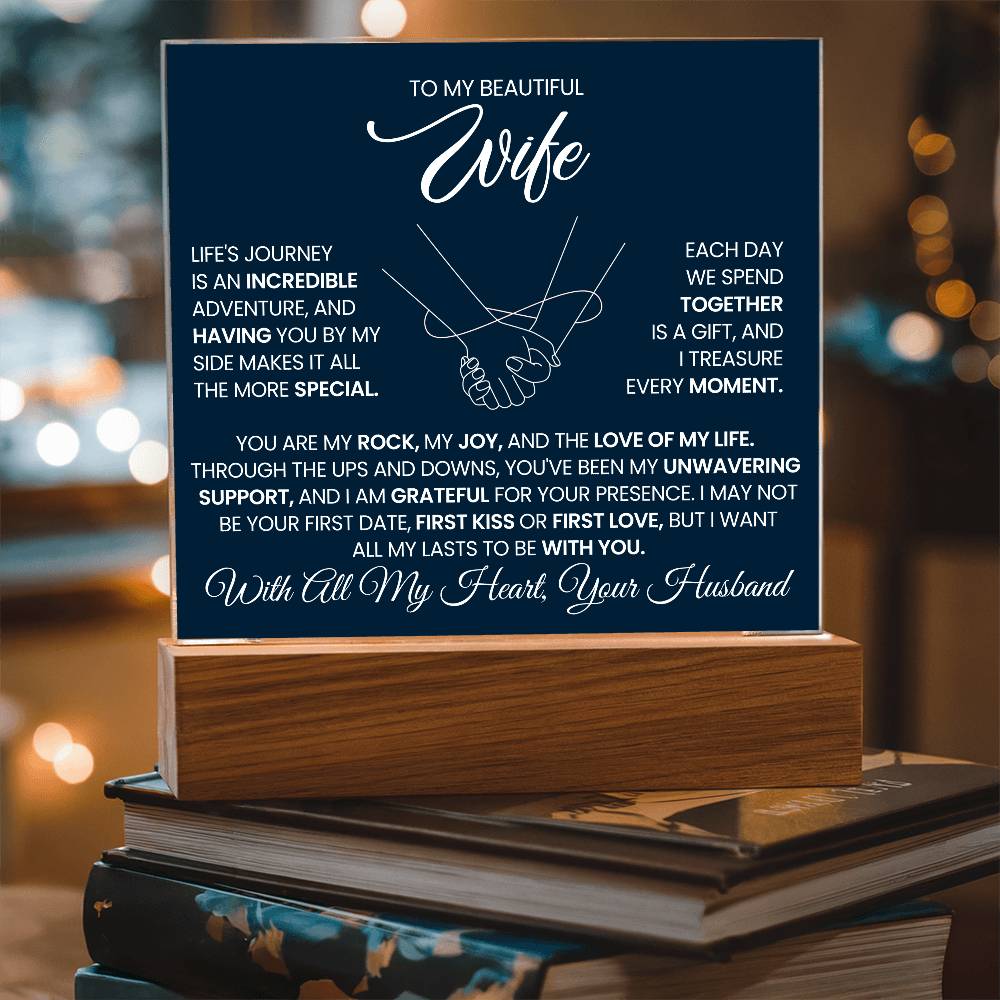 To My Wife You Are My Rock Printed Square Shaped Acrylic Plaque-Express Your Love Gifts