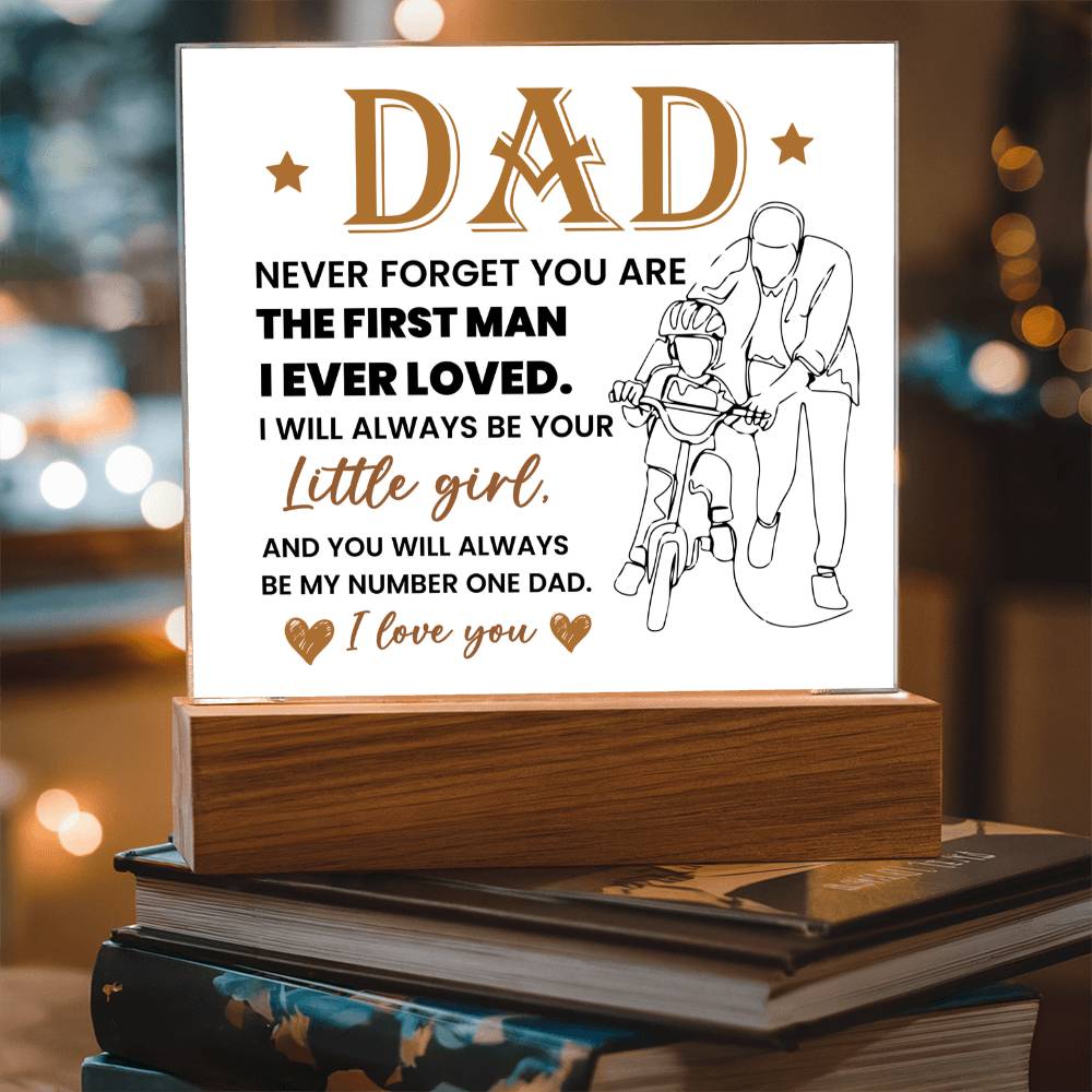Dad Never Forget Printed Square Shaped Acrylic Plaque-Express Your Love Gifts