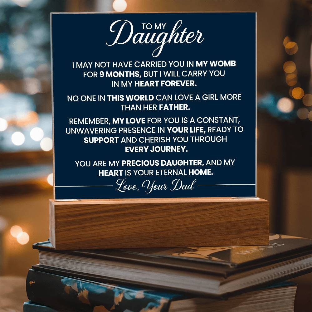 To Daughter From Dad In My Heart Forever Printed Square Shaped Acrylic Plaque-Express Your Love Gifts