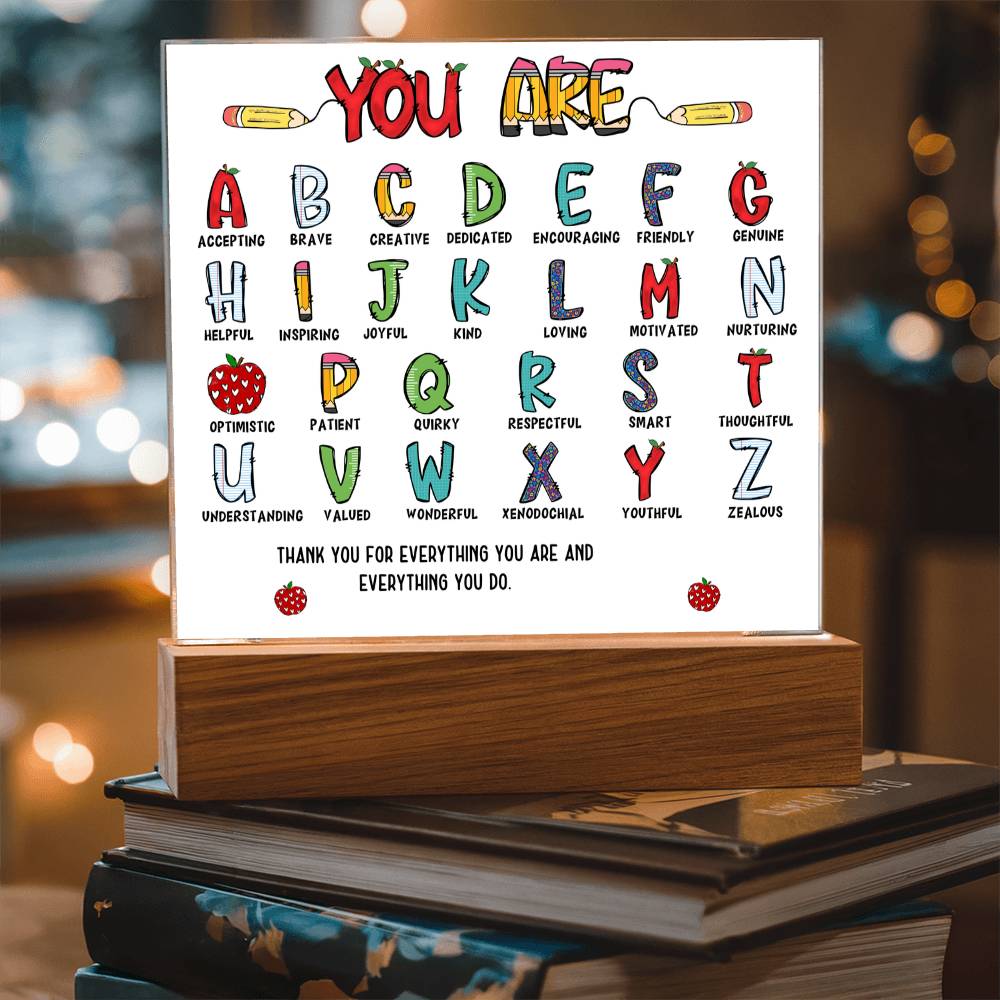 Teacher's ABC Printed Square Shaped Acrylic Plaque-Express Your Love Gifts