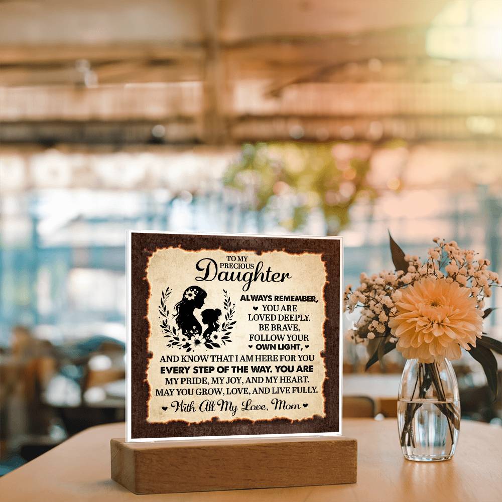 To My Daughter From Mom Always Remember Printed Square Shaped Acrylic Plaque-Express Your Love Gifts