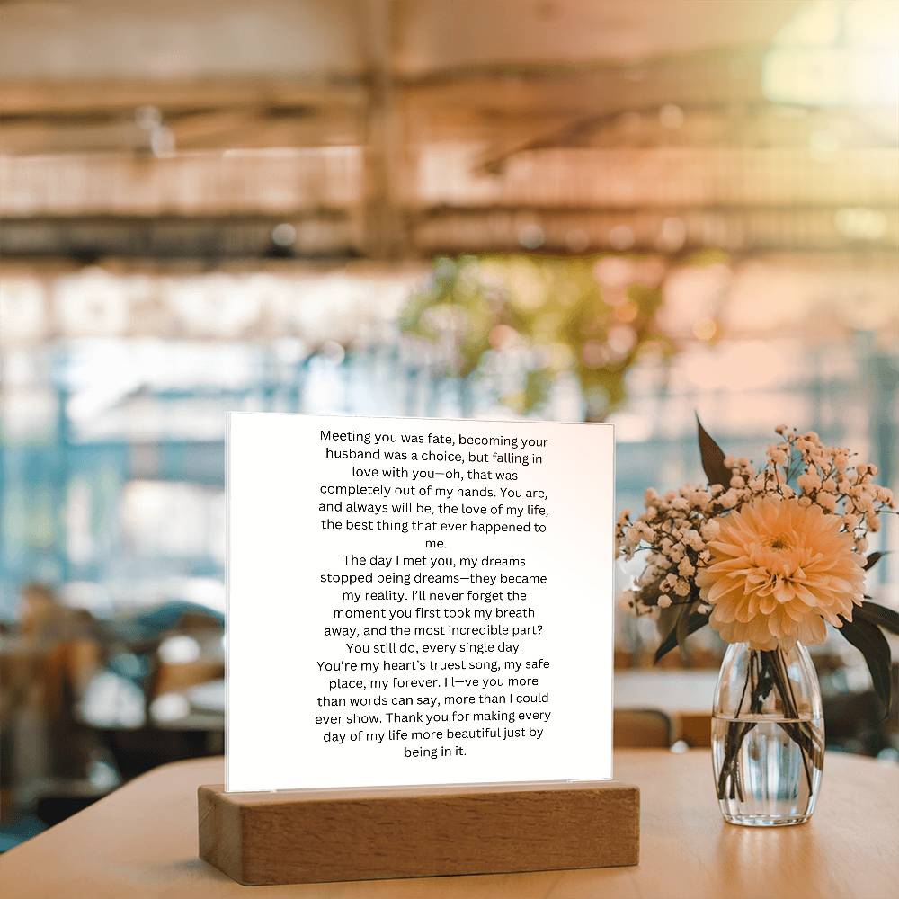 To My Wife Meeting You Was Fate Printed Square Shaped Acrylic Plaque-Express Your Love Gifts