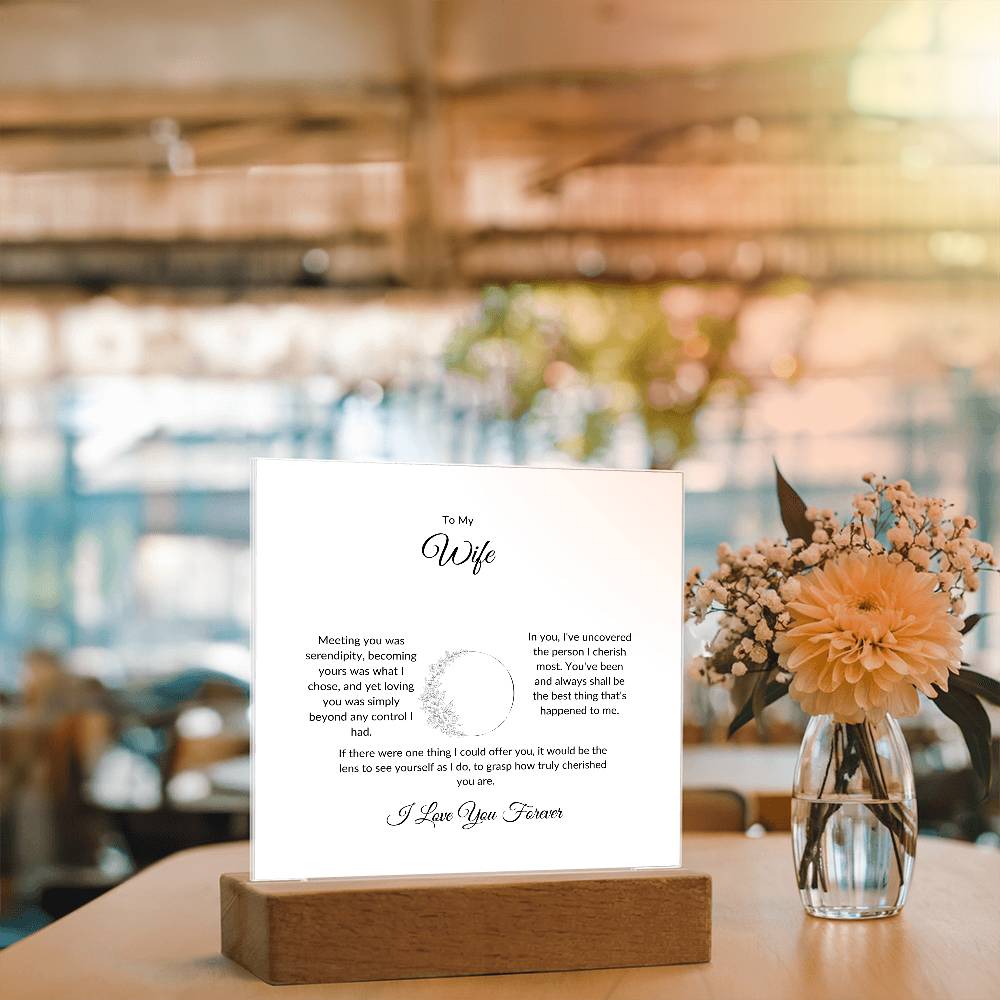 To My Wife Meeting You Was Serendipity Printed Square Shaped Acrylic Plaque-Express Your Love Gifts