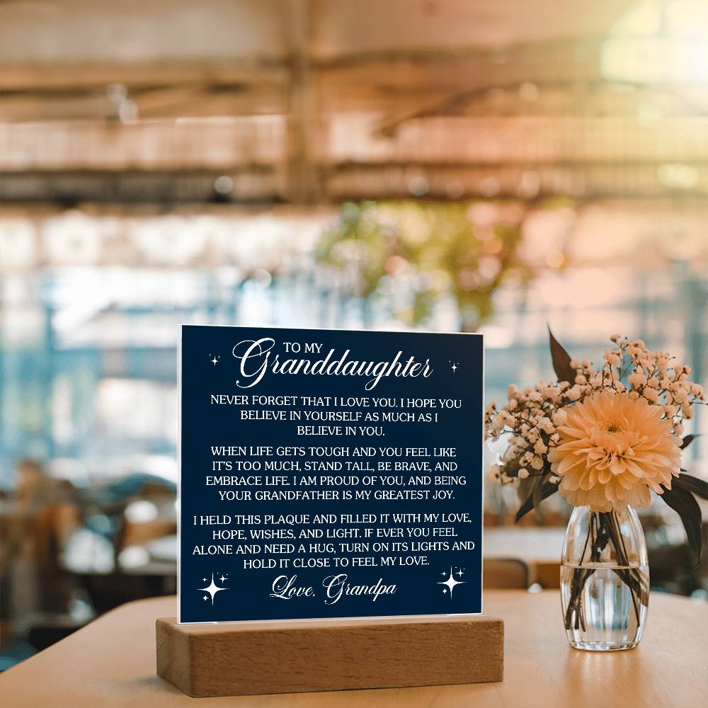 To Granddaughter From Grandpa Never That I Love You Printed Square Shaped Acrylic Plaque-Express Your Love Gifts