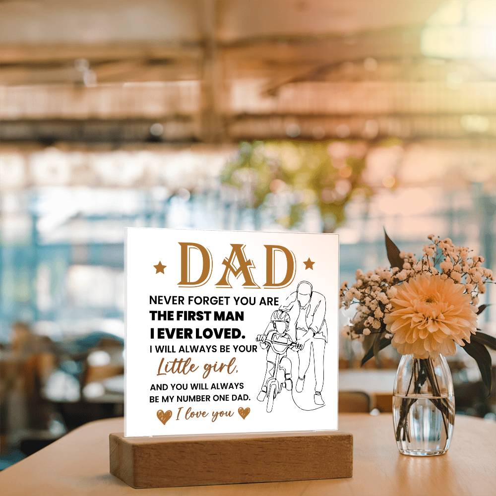 Dad Never Forget Printed Square Shaped Acrylic Plaque-Express Your Love Gifts