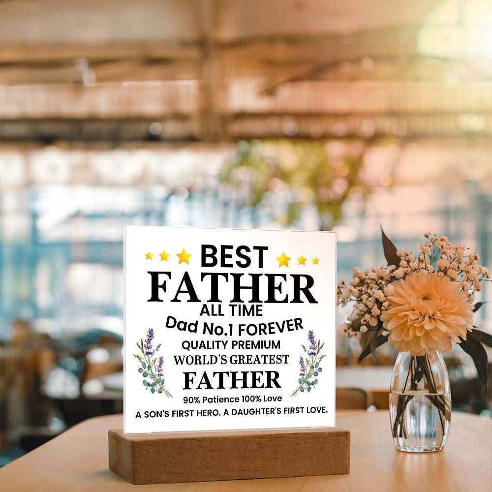 Best Father of All Time Printed Square Shaped Acrylic Plaque-Express Your Love Gifts