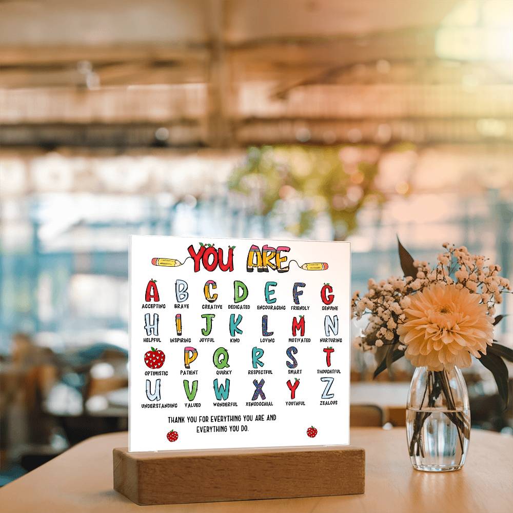 Teacher's ABC Printed Square Shaped Acrylic Plaque-Express Your Love Gifts